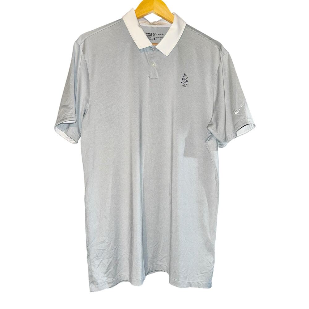NWOT Nike Golf Dri Fit Polo‎ Shirt Men's Size Medium Gray White PCG Embroidered
